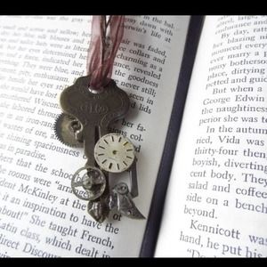 Handmade steampunk key watch part necklace antique pieces 55 ribbon cord
